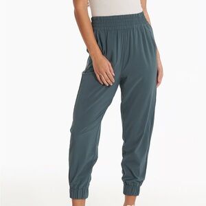 Vuori Blue and Green Track Pants with Elastic Waistband